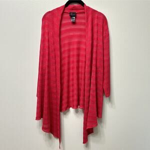 Torrid Cardigan Women's 1 1X Pink Draped Open Front Striped Asymmetrical Sweater